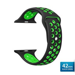 OptimuZ Sport Nice Watch Band Strap Breathable Silicone for Apple Watch - 42mm Black-green