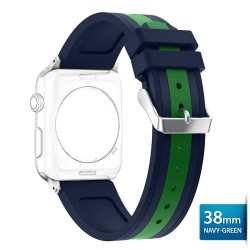 OptimuZ Sport Dual Tone Watch Band Strap Silicone for Apple Watch - 38mm Navy-green