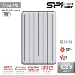 Silicon Power PHD Armor A75 Harddisk Eksternal Shockproof USB3.2 Silver 2TB